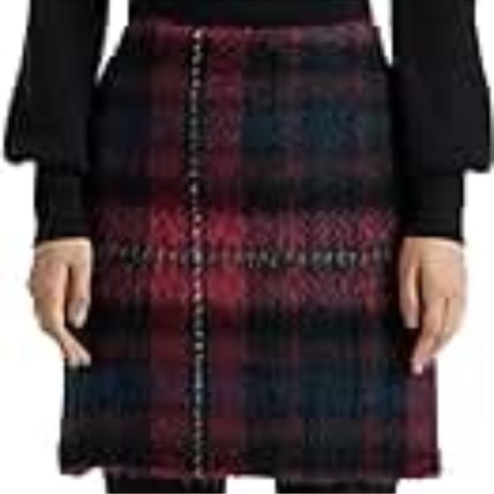Plaid Mohair Pencil Miniskirt